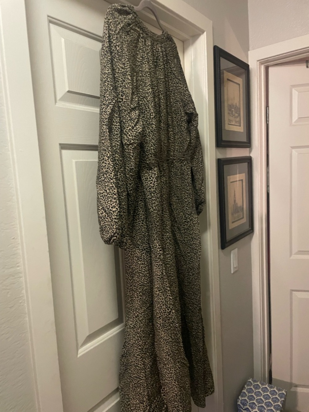 SKU0023 a new day Leopard Print Maxi Dress in Black and Tan
